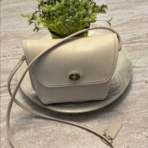Vintage Coach Quincey Crossbody Bag in Bone White Leather